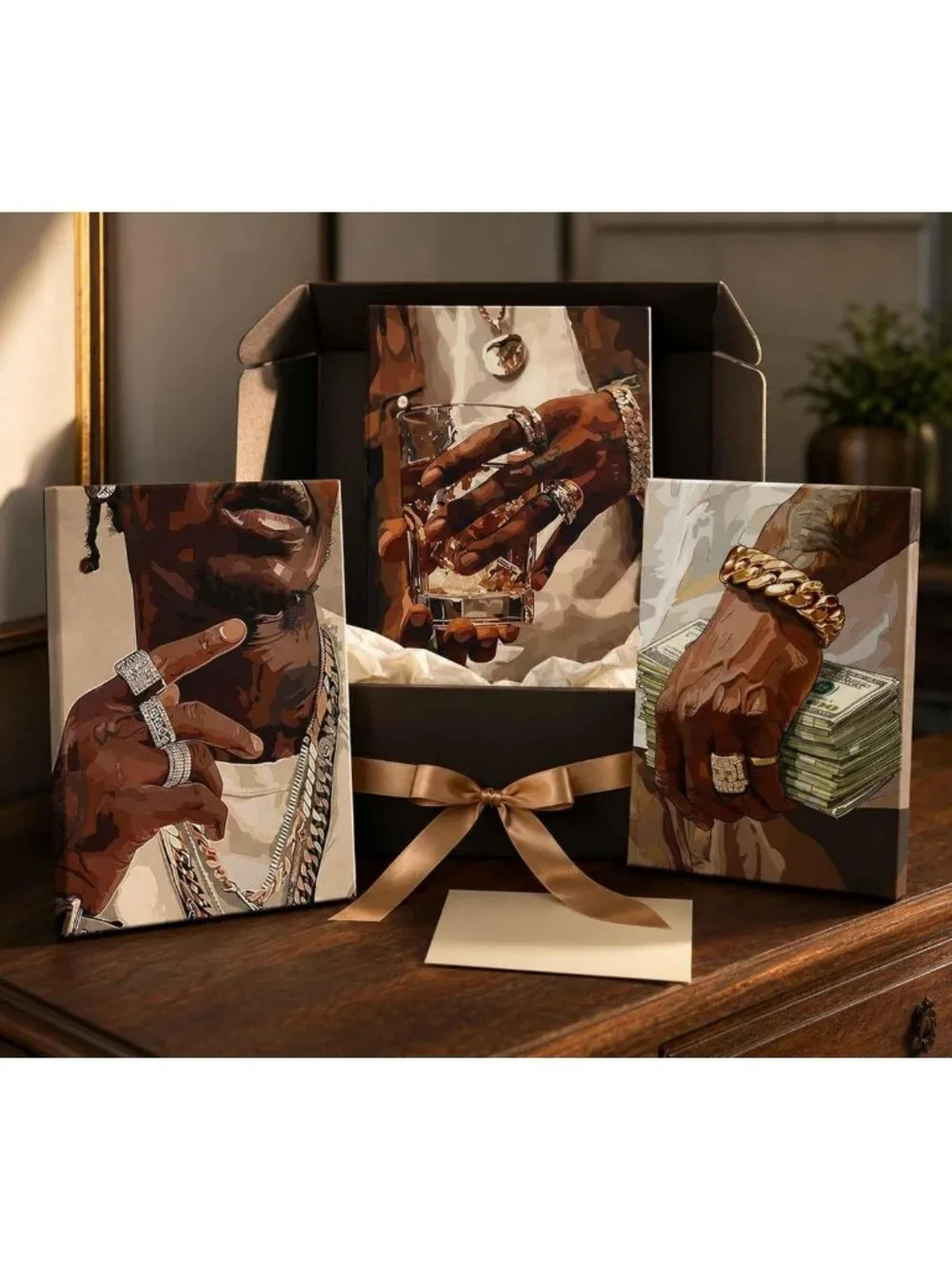 3Pcs Modern African American Canvas Wall Art - Hip-Hop Aesthetic Decor for Teen